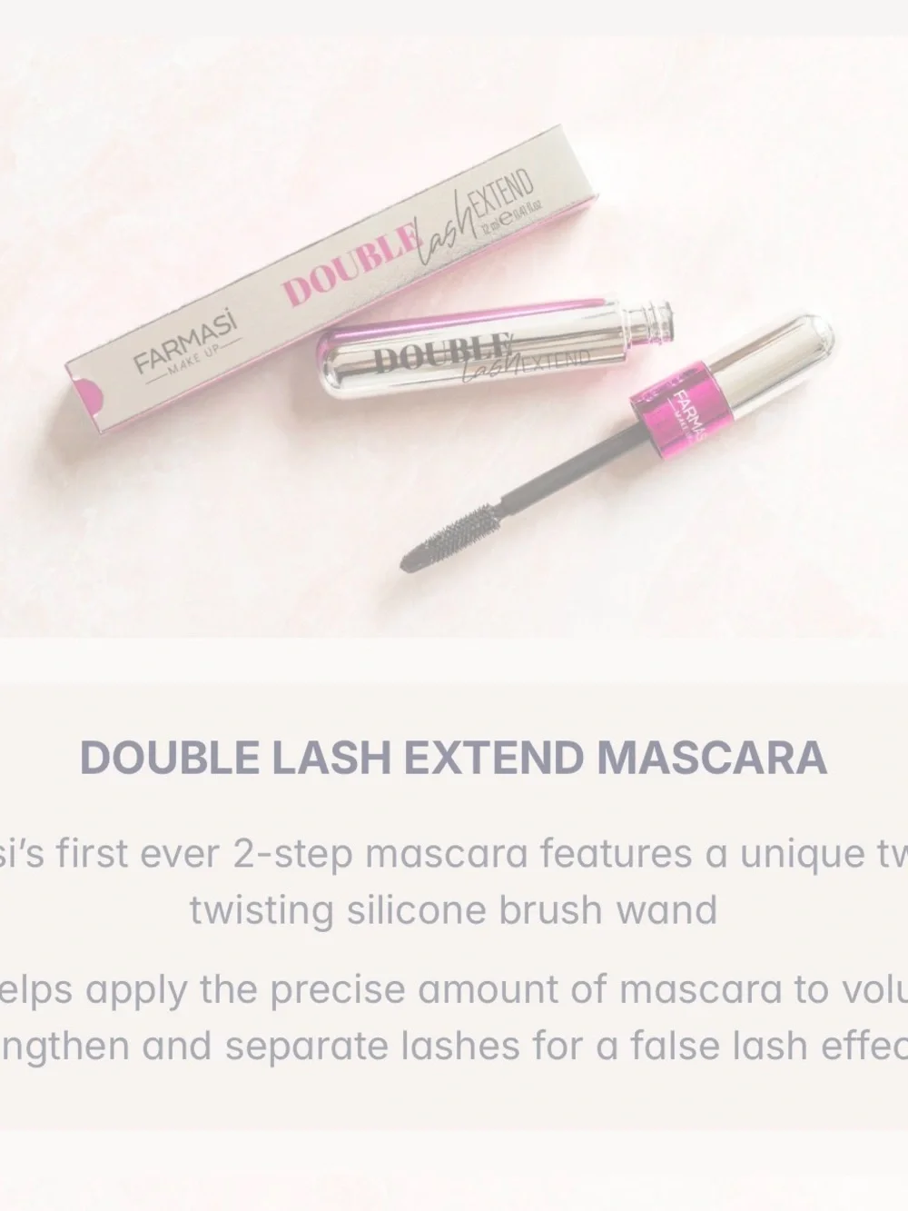Farmasi Double Lash Extend Mascara — Silver Tube with Pink Accents